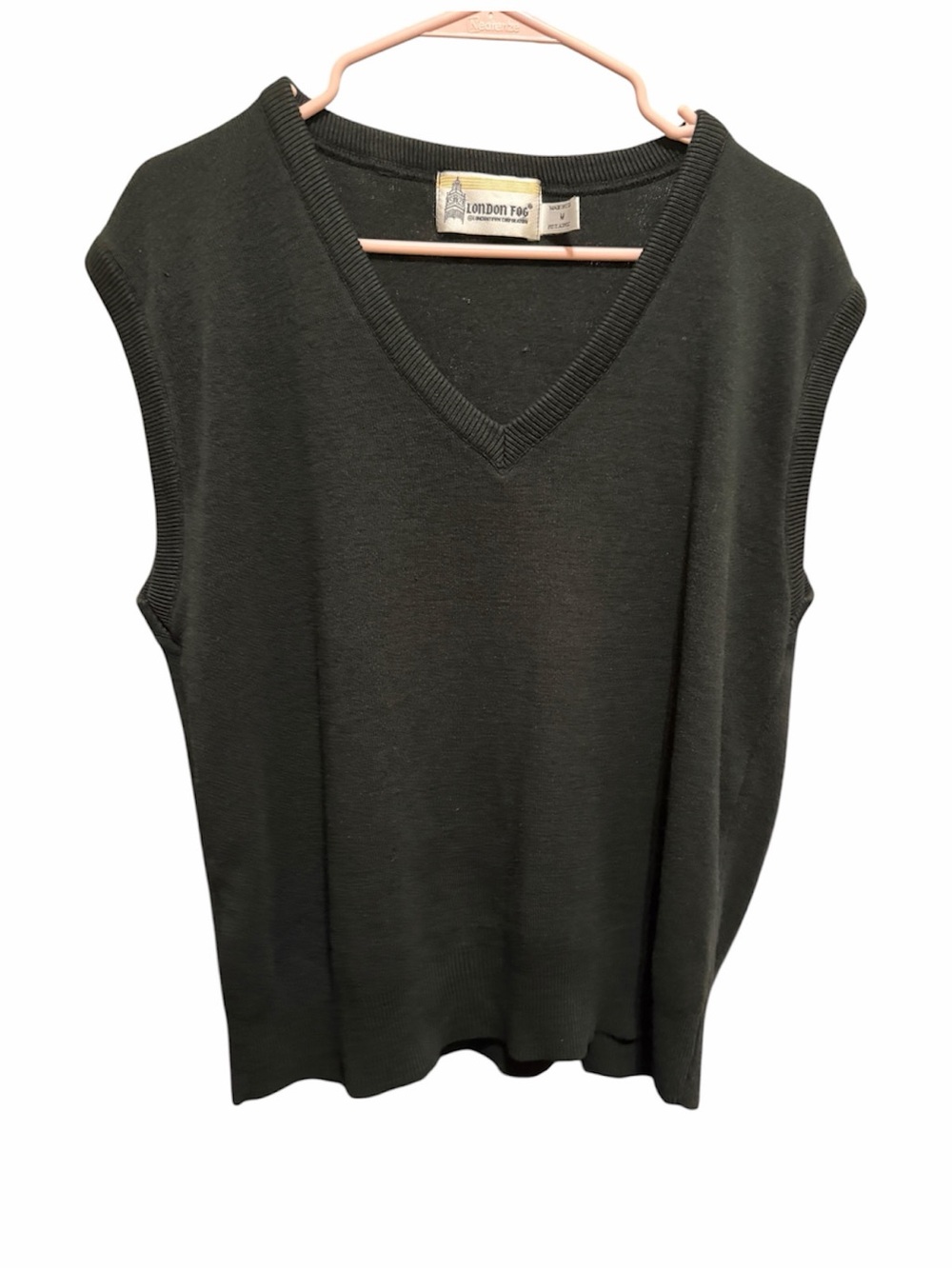 London Fog Dark Green V-Neck Knit Sleeveless Top